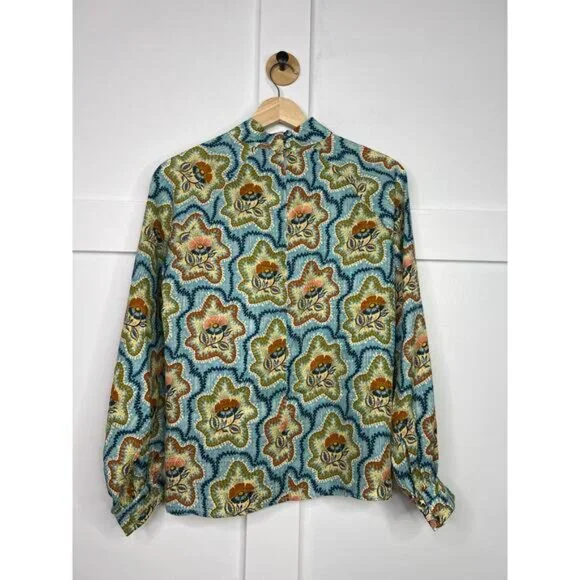NWT Hunter Bell Long Sleeve Abstract Graham Top Tea Time Flower Size: Small